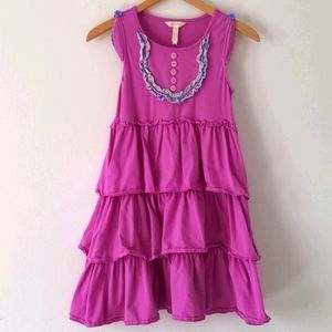 Matilda Jane Ruffle Sleevele Tiered Dress Fuschia